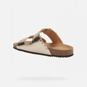 Gold women's slippers Geox Brionia R - Women's