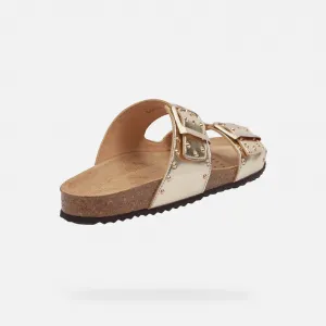 Gold women's slippers Geox Brionia R - Women's