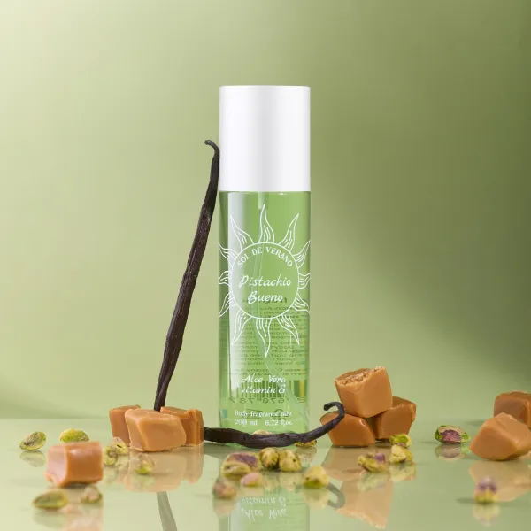 Sol de Verano Pistachio Bueno Body Mist Parfumovaný sprej na telo a vlasy s aloe vera a vitamínom E pre ženy 200ml