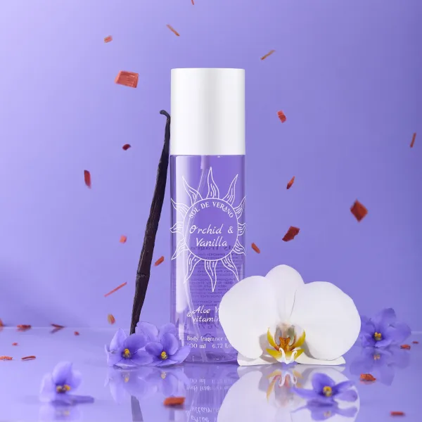 Sol de Verano Orchid & Vanilla Body Mist Parfumovaný sprej na telo a vlasy s aloe vera a vitamínom E pre ženy 200ml
