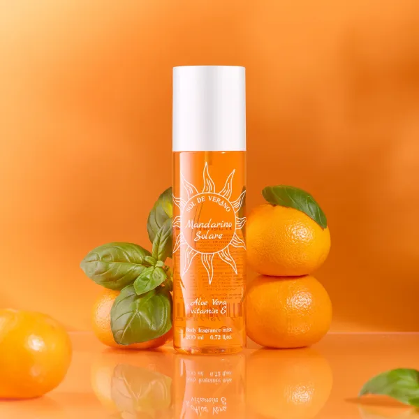 Sol de Verano Mandarino Solare Body Mist Parfumovaný sprej na telo a vlasy s aloe vera a vitamínom E pre ženy 200ml
