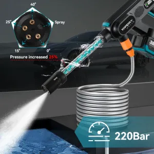 OneVan / Yofidra AKU Elektrický vysokotlakový čistič YOFIDRA tlaková umývačka 220 bar 3500W bezuhlíková elektrická umývačka 5 v 1 s otočnou sprchou pre batériu MAKITA 18V. Motorček od KAWASAKI