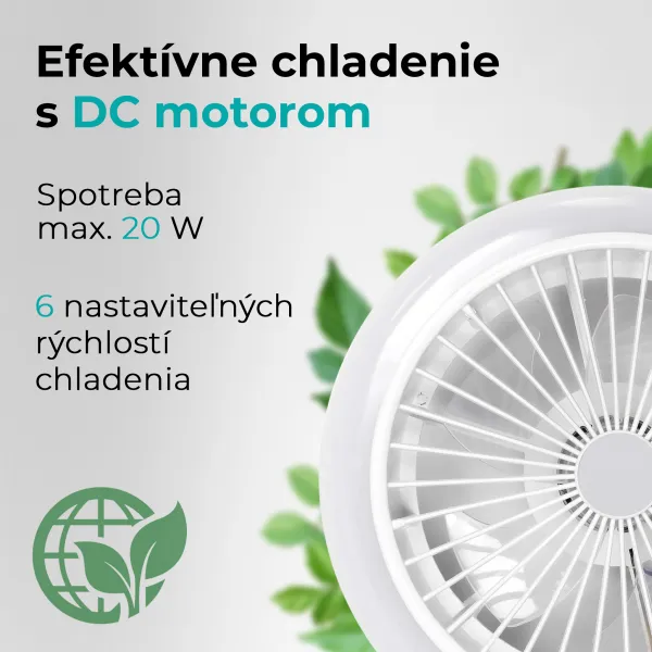 Noaton 11045W Polaris, biela, stropný ventilátor so svetlom