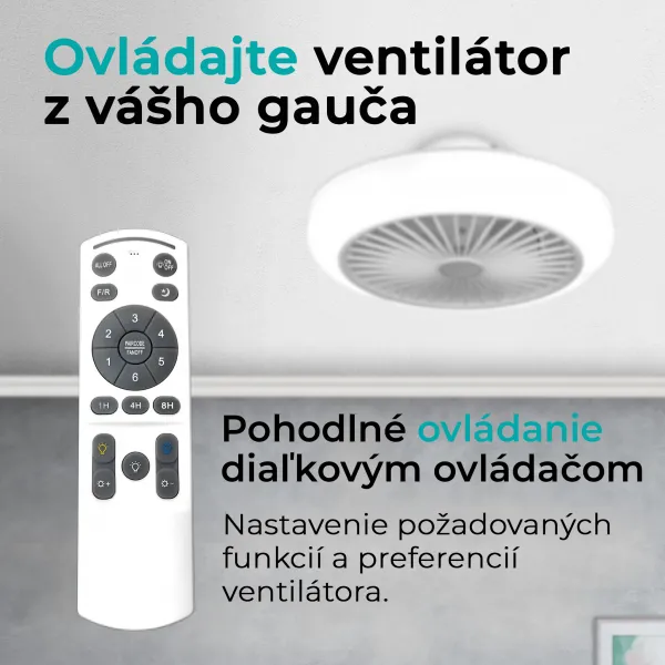 Noaton 11045W Polaris, biela, stropný ventilátor so svetlom