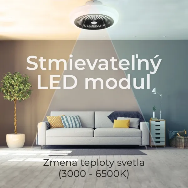Noaton 11045B Polaris, čierna, stropný ventilátor so svetlom