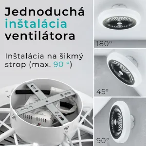 Noaton 11045B Polaris, čierna, stropný ventilátor so svetlom