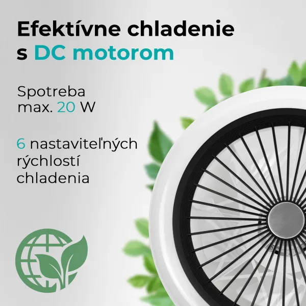 Noaton 11045B Polaris, čierna, stropný ventilátor so svetlom