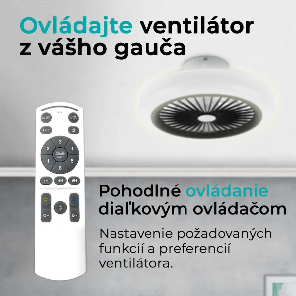 Noaton 11045B Polaris, čierna, stropný ventilátor so svetlom