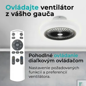 Noaton 11045B Polaris, čierna, stropný ventilátor so svetlom