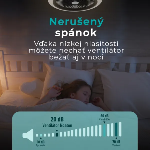 Noaton 11045B Polaris, čierna, stropný ventilátor so svetlom