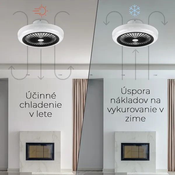 Noaton 11045B Polaris, čierna, stropný ventilátor so svetlom