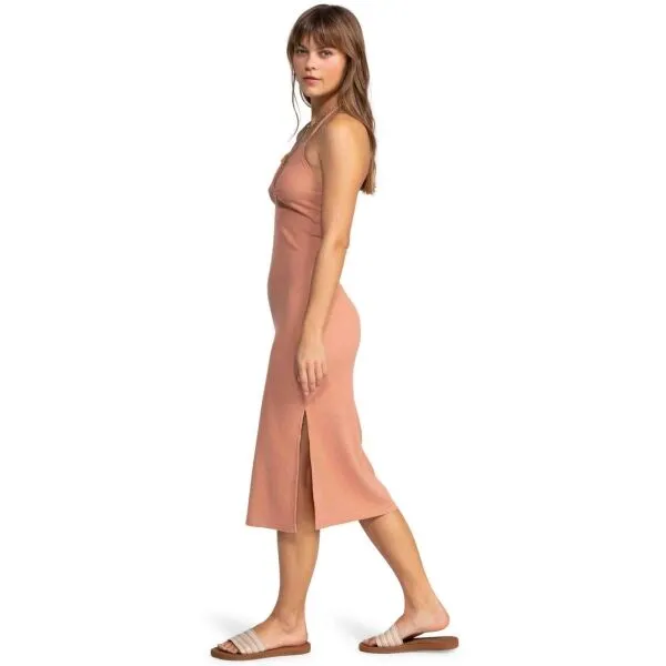 Roxy LATE SUNSET HALTER Dámske letné midi šaty, lososová, veľkosť