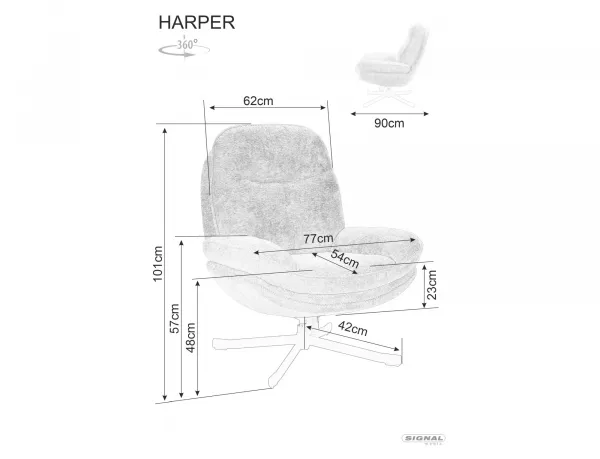 Signal Otočné kreslo Harper sivé