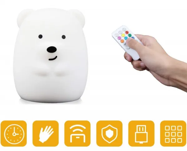 TZB Dětská stolní LED lampa Bear bílá