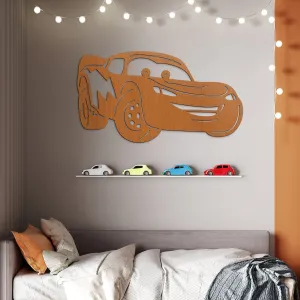 Drevený obraz do detskej izby - Blesk McQueen, Autá