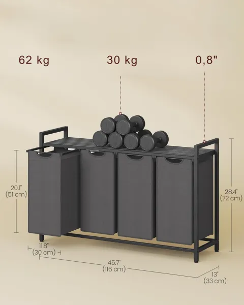 SONGMICS Kôš na bielizeň Vasagle Blumo 160 L sivý
