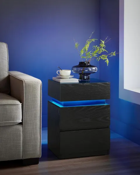 SONGMICS Nočný stolík Vasagle s LED osvetlením Defro čierny