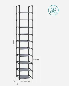 SONGMICS Stojan na topánky Halas 173 cm čierny/šedý