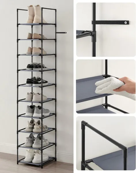SONGMICS Stojan na topánky Halas 173 cm čierny/šedý