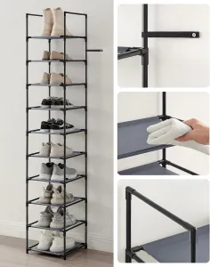 SONGMICS Stojan na topánky Halas 173 cm čierny/šedý