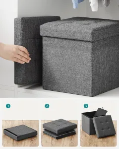 SONGMICS Taburet s úložným priestorom Nestro 30 cm sivý
