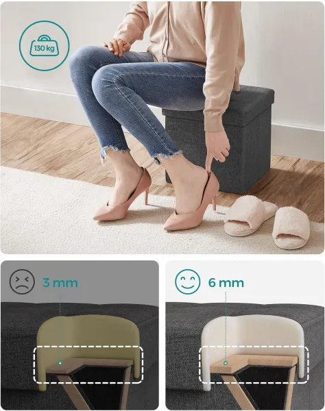 SONGMICS Taburet s úložným priestorom Nestro 30 cm sivý