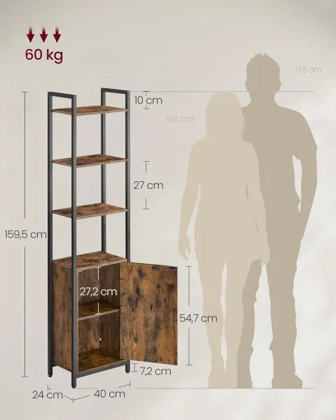 SONGMICS Knižnica Vasagle Koudy 160 cm hnedá/čierna