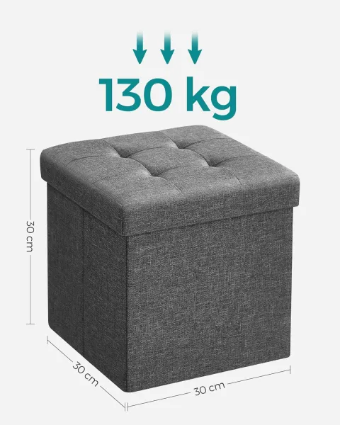 SONGMICS Taburet s úložným priestorom Nestro 30 cm sivý