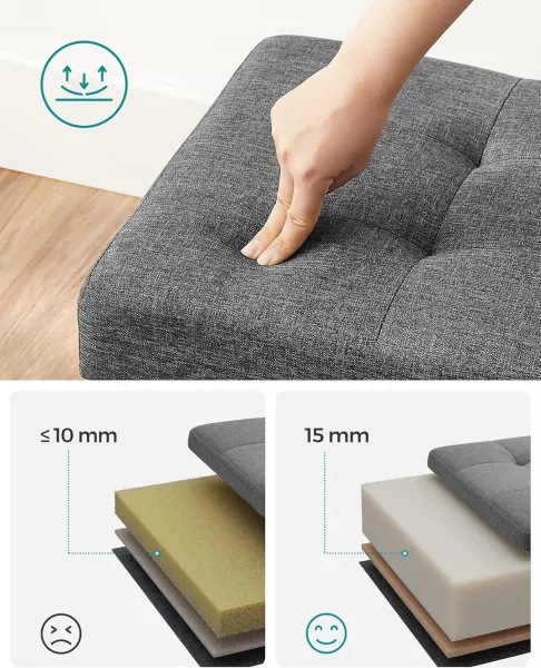 SONGMICS Taburet s úložným priestorom Nestro 30 cm sivý