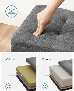 SONGMICS Taburet s úložným priestorom Nestro 30 cm sivý
