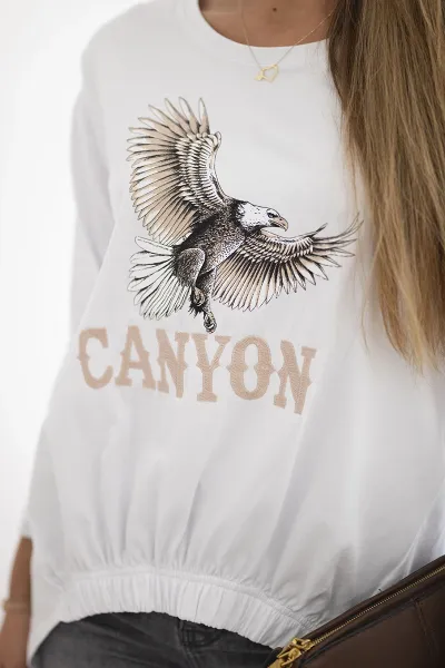 Kesi Dámska blúzka s nápisom Eagle a Canyon biely