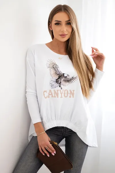 Kesi Dámska blúzka s nápisom Eagle a Canyon biely