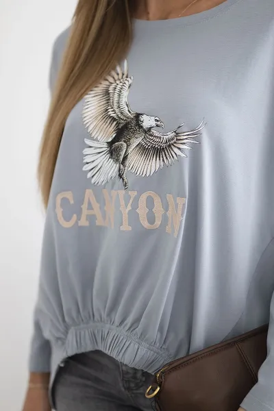 Kesi Dámska blúzka s nápisom Eagle a Canyon sivý