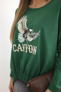 Kesi Dámska blúzka s nápisom Eagle a Canyon zelený
