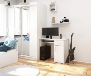 Ak furniture Volně stojící psací stůl Pin 90 cm bílý