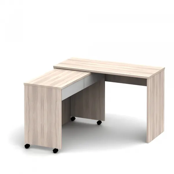Rozkladací PC stôl so šuplíkmi, dub sonoma/biela, VERSAL NEW