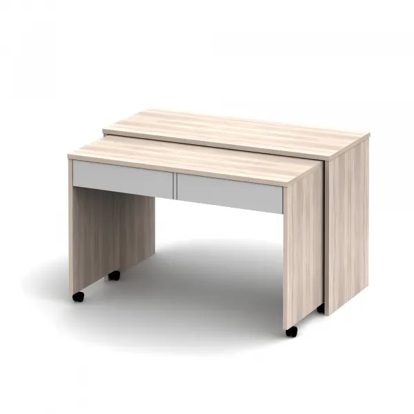 Rozkladací PC stôl so šuplíkmi, dub sonoma/biela, VERSAL NEW