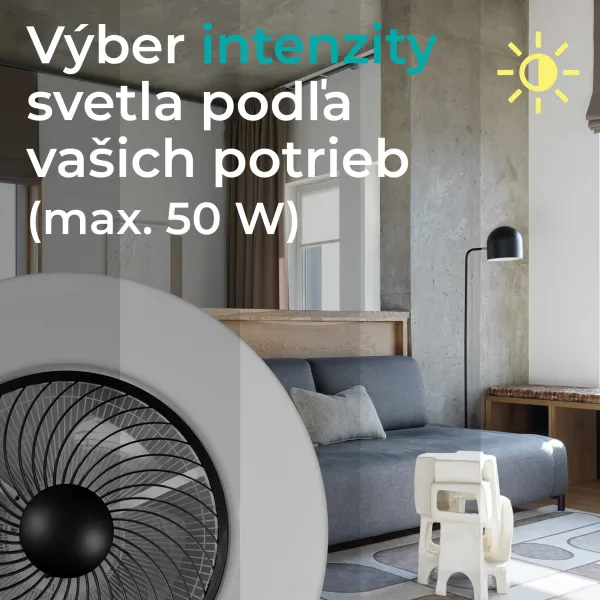 Noaton 12058B Triton, čierna, stropný ventilátor so svetlom