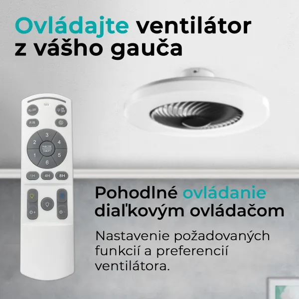 Noaton 12058B Triton, čierna, stropný ventilátor so svetlom