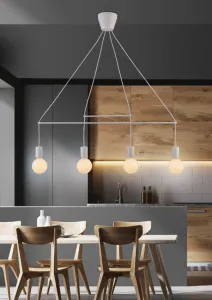 Závesná lampa matná biela 4x40W nastaviteľná E27 Alto