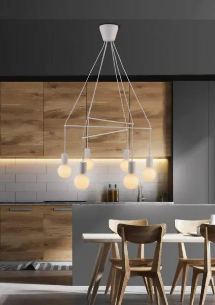 Závesná lampa matná biela 6xE27 dvojitý okruh Alto