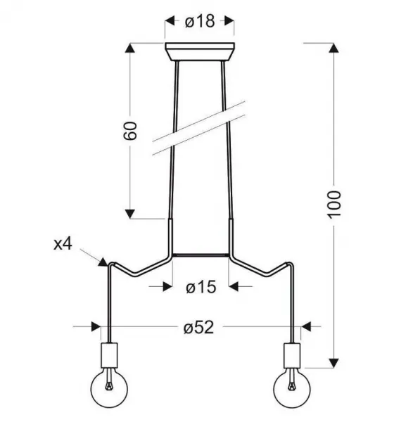 Závesná stropná lampa, matná biela, 4x40W, Basso