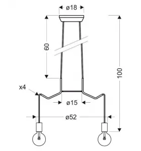 Závesná stropná lampa, matná biela, 4x40W, Basso