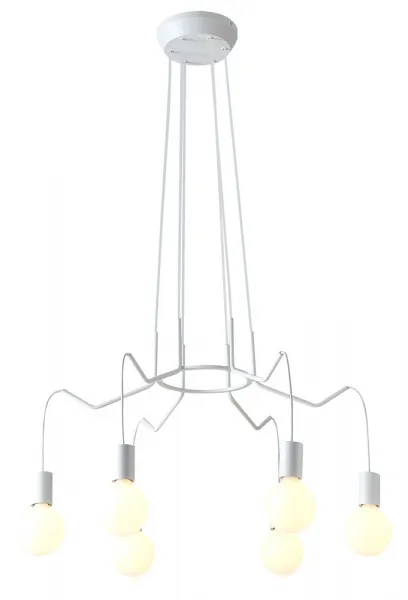 Závesná stropná lampa, matná biela, 6x40W, Basso