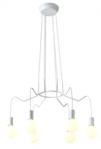 Závesná stropná lampa, matná biela, 6x40W, Basso