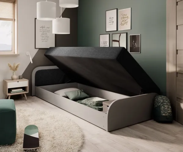 ArtElta Jednolôžková posteľ PARYS sivá | 80 x 190 cm Farba: Ľavá / Sawana 14