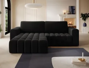 Eltap Rohová rozkládací sedací souprava BONETT 250 cm Mat Velvet 99 černá levá