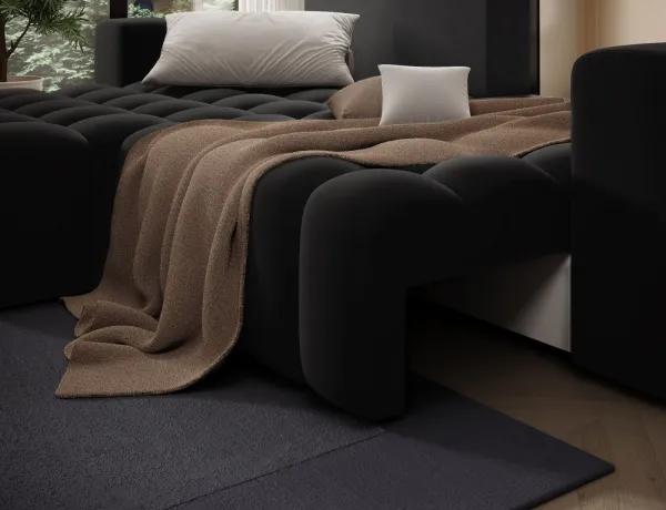 Eltap Rohová rozkládací sedací souprava BONETT 250 cm Mat Velvet 99 černá levá
