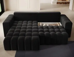 Eltap Rohová rozkládací sedací souprava BONETT 250 cm Mat Velvet 99 černá levá
