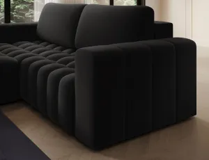 Eltap Rohová rozkládací sedací souprava BONETT 250 cm Mat Velvet 99 černá levá